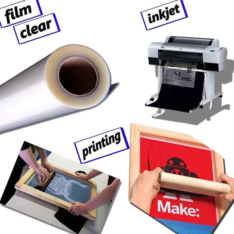 Tiger-Hoo 24" x100ft. 1 Roll Screen Printing Film Waterproof Inkjet Transparent Film for Water-based Pigment and Dye Ink Jet Printers - Image 3